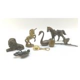 ASSORTED BRASS AND POT METAL FIGURINES