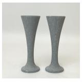 PAIR MCM SCANDINAVIAN GRAY STONE CANDLESTICKS