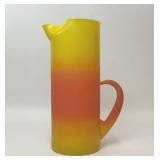 VTG BLENKO WV GLASS TALL ORANGE YELLOW PITCHER