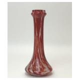 RED & WHITE SWIRL CASED GLASS VASE