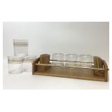 VTG LOWBALL GLASSES COASTER BARWARE CADDY SET