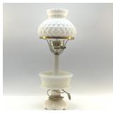 ANTIQUE MILK GLASS BEDSIDE LAMP 20"
