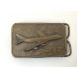 VTG BOEING 747 AIRPLANE BRASS BELT BUCKLE
