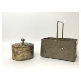 VTG WOVEN BRASS BASKET & BRASS POTPOURRI BOX
