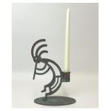VTG FOLK ART WELDED STEEL KOKOPELLI CANDLESTICK