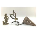 BRASS SCALE, VASE, FIGURINE