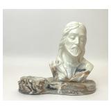 VTG 1987 MARBLE JESUS CHRIST BUST CANDLEHOLDER