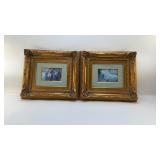 2 HEAVILY GILDED FRAMED IMPRESSIONISTIC ART