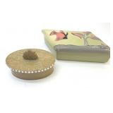 ENAMEL TRINKET BOX, CALIFORNIA POTTERY FISH BOX