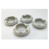 4 FUKAGAWA JAPANESE WHITE ROSE ASHTRAYS