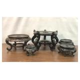 5 CHINESE CARVED WOOD VASE DISPLAY STANDS