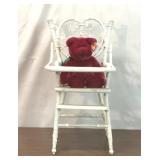 VTG WHITE WICKER DOLL HIGH CHAIR BEANIE BABY BEAR