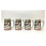 4 1984 BUDWEISER HOLIDAY BEER STEIN COVERED BRIDGE