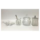 4 PIECES CLEAR GLASS CRYSTAL JARS BIRD CANDLE