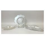 CLEAR ANTIQUE CUT GLASS PLATE CELERY DISH BOWL