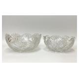 2 ANTIQUE HEAVY CUT GLASS CRYSTAL BOWLS