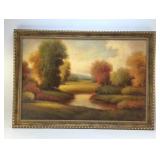 ORIGINAL OIL ON CANVAS PASTORAL PAINTING, SIGNED