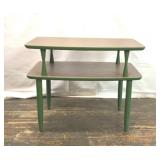 MCM FORMICA WOOD TWO TIER END TABLE GREEN ACCENTS