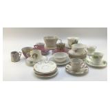 ANTIQUE TEA CUPS AND SAUCERS ASSORTMENT
