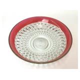 VTG INDIANA GLASS DIAMOND POINT RUBY SALAD BOWL
