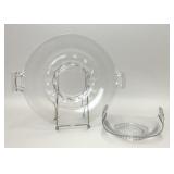 VTG FOSTORIA CLEAR GLASS CAKE PLATE & BONBON DISH