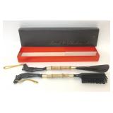 VTG BLACK HORSE HEAD SHOEHORN SHOE BRUSH SET