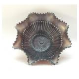 NORTHWOOD CARNIVAL STIPPLED RAYS RUFFLED BOWL