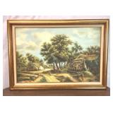 VTG dutch landscape oil on canvas painting