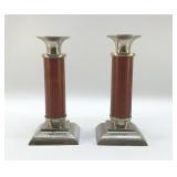 Pair of 8' leather look wrapped candle stick