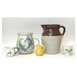 5 ASSORTED POTTERY PITCHERS