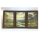 3 FRAMED ART PIECES TREES, STREAM