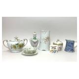 8 PIECES ASSORTED VTG FLORAL PORCELAIN