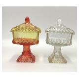 2 VTG JEANNETTE GLASS WEDDING BOWL CANDY DISH