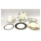 8 PIECES ASSORTED CHINA PLATES BOWL TEAPOT