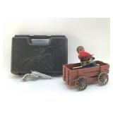 1950S CAP GUN, INDIAN CASE, DOLL &  WAGON