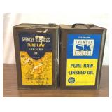 Vintage linseed oil containers