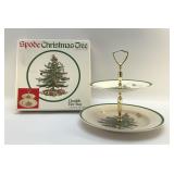 SPODE CHRISTMAS TREE, DOUBLE TIER TRAY