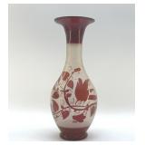 BOHEMIAN CZECHOSLOVAKIA FROSTED BIRD VASE