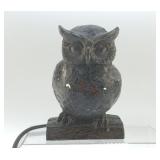 CRACKLE GLASS OWL, NIGHTLIGHT LAMP