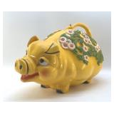 1976 DAISY COVERED YELLOW PIG BANK