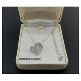 925 STERLING DOUBLE HEART DIAMOND PENDANT