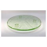 1930S URANIUM GLASS FOOTED CAKE STAND GLOWS