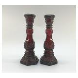 AVON CAPE COD CANDLESTICKS RUBY RED