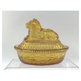 RARE 1950s IMPERIAL GLASS LION ON A NEST