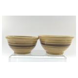 2 1940S  YELLOWARE MINI BANDED BOWLS