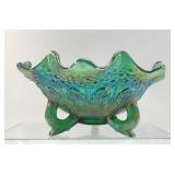 1970S FENTON CARNIVAL ORANGE TREE RUFFLED BOWL
