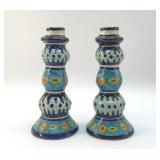MEXICAN TALAVERA CANDLESTICKS 7.5"
