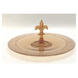 12" Fostoria Fluer-De-Lis Amber sandwich tray