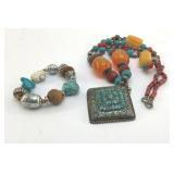 CHUNKY TURQUOISE NECKLACE, BRACELET
