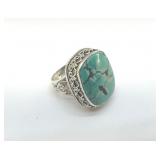STERLING SILVER TURQUOISE RING SIZE 8 1/2